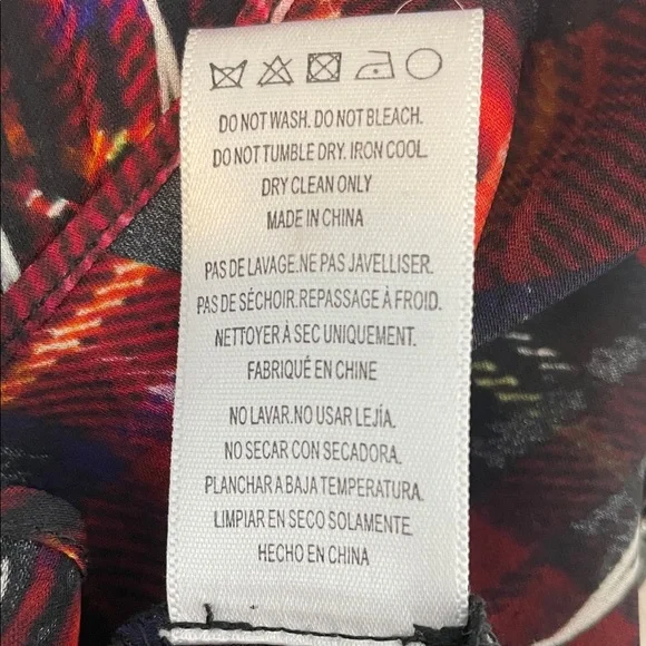 Nicole Miller Red and Black Plaid Cold Shoulder Blouse - Picture 10 of 10